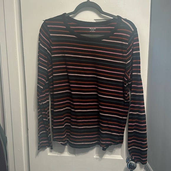 Madewell whisper cotton rib-crewneck long-sleeve tee in ryley stripe XL - Picture 1 of 4